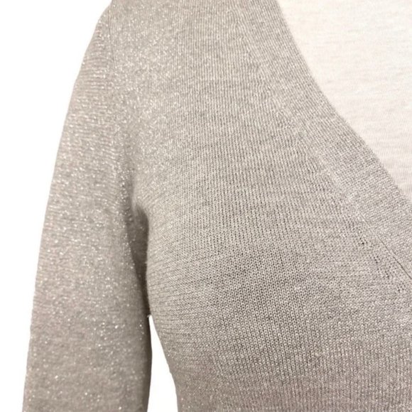 Banana Republic silver shimmer silk blend V-neck cardigan. Women’s size S - Picture 4 of 5